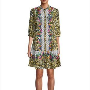 Saloni - Tyra Mixed-Print Silk Shift Dress